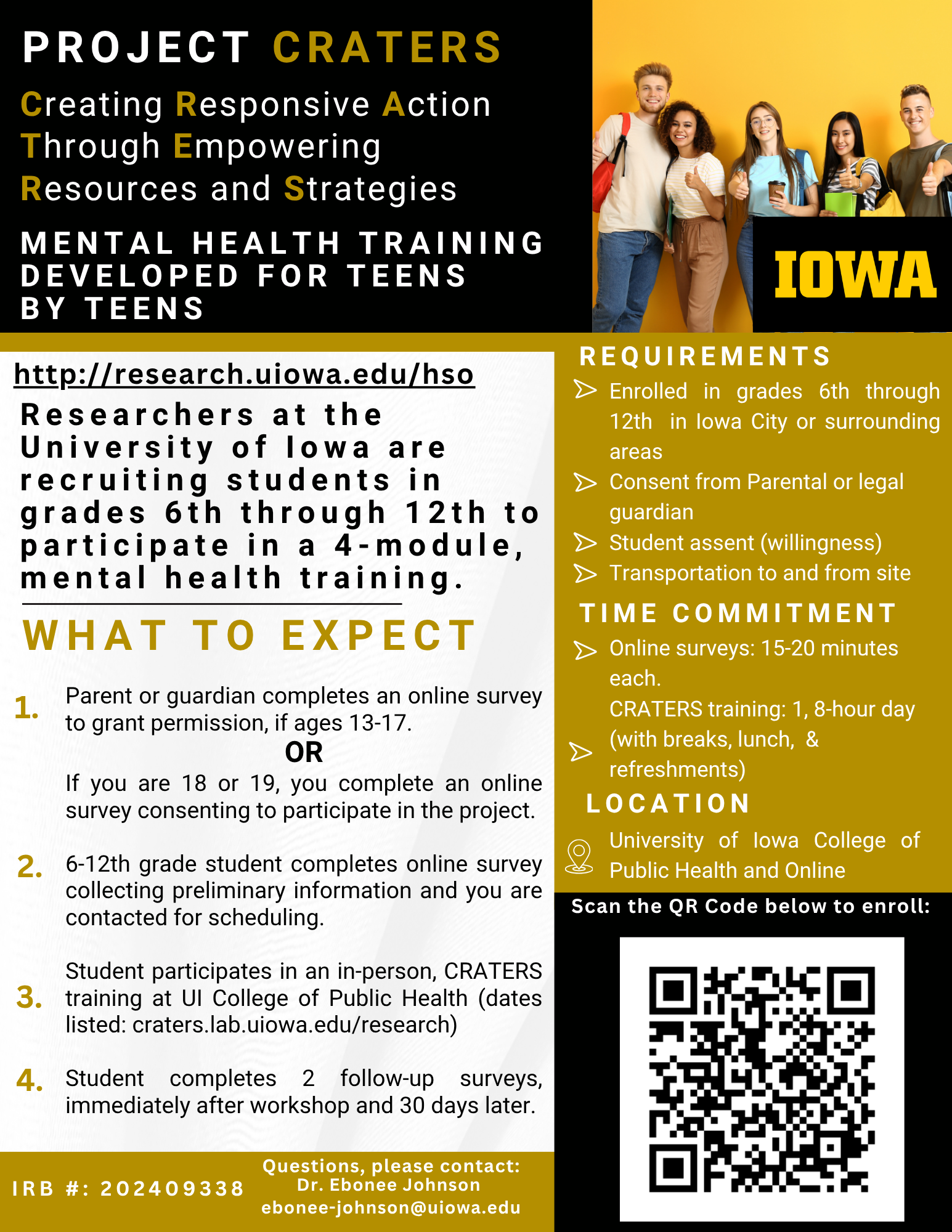 CRATERS flyer for recruitment. 